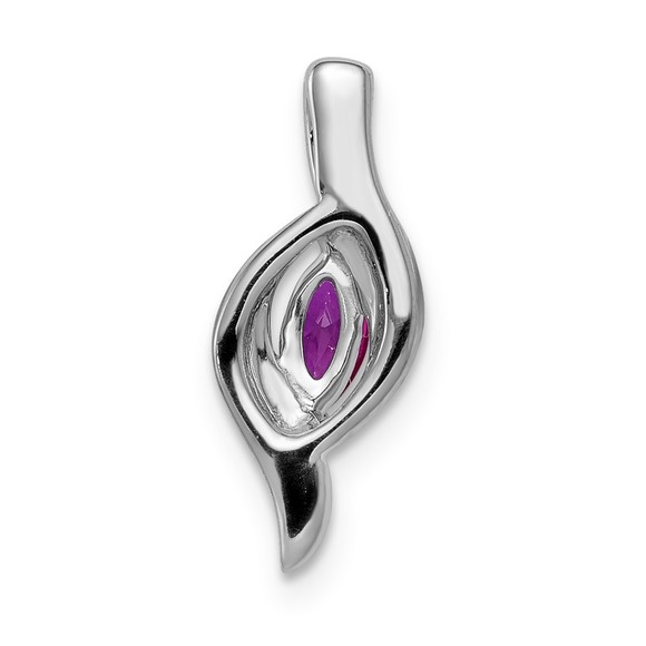 14k White Gold Diamond & Marquise .25 Red Ruby Necklace Charm Pendant - Picture 3 of 4